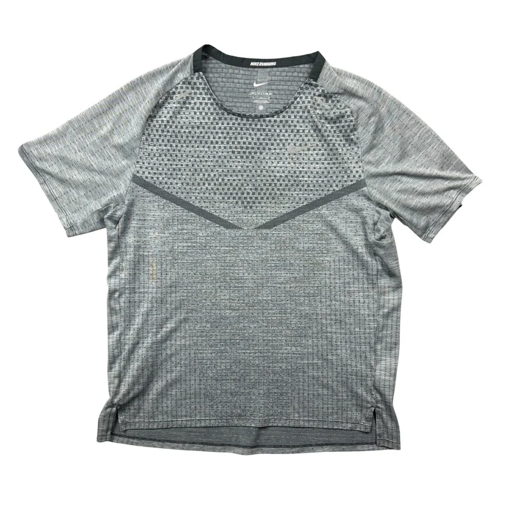 Nike Running Dri-FIT ADV Mens Medium Grey TechKnit Training Shirt Active Gym